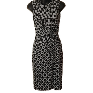 Lauren Ralph Lauren Black and White Geometric Pattern Dress. Retro. Size 2.